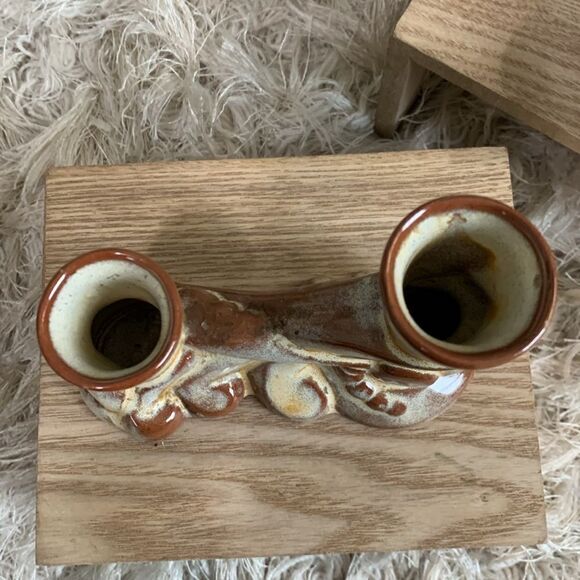 Vintage Frankoma Pottery 304 Candleholders *Note Not A Matching Pair - Picture 7 of 17